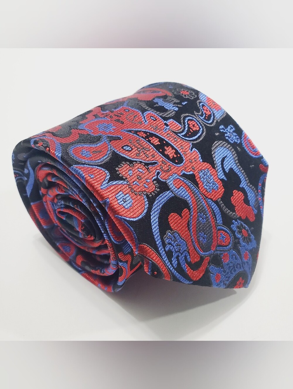 Paul Malone Men's Silk Neck Tie Multicolor Paisley Pattern Jacquard Fabric
